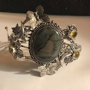 Labradorite Citrine 925 Sterling Silver Cuff Bracelet